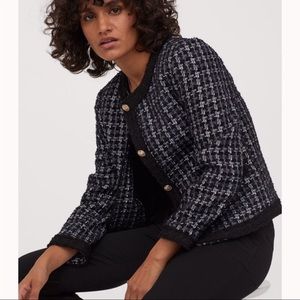 H&M Boucle Textured Weave Glitter Blazer Jacket